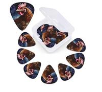 Galaxy Chicken Print Guitar Picks Set of 12 with Custom Storage Box, Guitar Accessories, Ukulele for Acoustic Guitar, Bass, Valentine's Day Gift