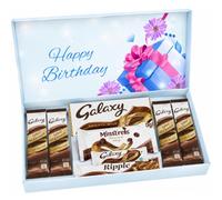 Galaxy Chocolate Birthday Gift Set with Gift Box, 4 Hot Chocolate Sachets, Smooth Milk Chocolate Bars, Minstrels & Ripple, Sweet Gift Hamper, Party Bag Filler for Kids & Chocolate Lovers