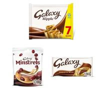 Galaxy Chocolate Variety Box | 3-Pack Pantry Essentials with Ripple, Minstrels & 180g Smooth Milk Bar | The Ultimate Snack Supply for Movie Nights & Evening Treats