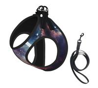 Galaxy Cloud Print Small Dog Harness with Leash Set, No Escape Easy Walk Puppy Harnesses for Training Walking