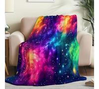 Galaxy Colorful Universe Pattern Throw Blankets - Colorful Printed Flannel Fleece Lightweight Blanket Gifts for Boys Girls Women, Cozy Plush Warm Blanket for Couch Sofa Beds Office 180 x 200 cm