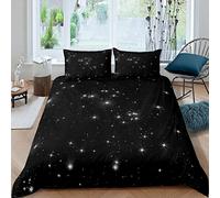 Galaxy Comforter Cover Set Black Starry Sky Bedding Set for Kids Boys Girls Bright Star Duvet Cover Morden Bedspread Cover Decor Bedroom Collection 3Pcs Super King