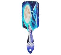 Galaxy Cool Wolf Blue Purple Brush Comb, Detangling Hair Brush, Anti Static Comb, Travel Brush Women
