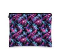 Galaxy Cosmetic Bag, Vibrant Cosmic Makeup Pouch for Women, Portable Canvas Zipper Organizer, Travel Toiletry Bag for All Seasons, Violet, 7x9 Inch, Galaxy