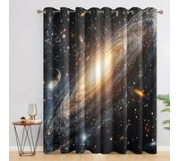 Galaxy Curtains for Bedroom, Milky Way Planet Universe Blackout Curtains for Living Room, 90 Drop Eyelet Window Treatments Home Decor 46 X 90 Inch (W X L), 2 Panels X&-15