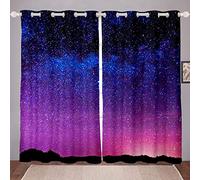 Galaxy Curtains Universe Nebula Curtains for Bedroom Living Room for Kids Boys Girls Teens Starry Sky Night Star Printed Windows Drapes Blue Purple Room Decoration,W66*L72