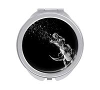 Galaxy Dinosaur with Galaxy Sky Black White Pattern Folding Make Up Mirror, Compact 2X/1X Magnification Mirror, Women Portable Travel Makeup Mirror 2.4 x 2.4 inch