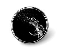 Galaxy Dinosaur with Galaxy Sky Black White Pattern Round Brooch Pin, Unisex Smooth Surface Lapel Tie Pin, Lightweight Badge Jewelry Crafts Decor for Costume Accessory Men Women