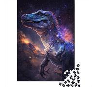 Galaxy Dinosaurs Puzzle Premium 100% Recycled Board Paper Rectangular Jigsaw Puzzle for Adults Teen Unique Gift 300pcs (40x28cm)