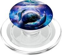 Galaxy Dolphin Dolphins In Space Earth Ocean PopSockets PopGrip for MagSafe
