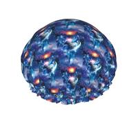 Galaxy Dolphins Printed Reusable Shower Hats, Double Layer Headgear For Spa And Salon, Large Hair Wrap