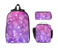 Galaxy Dot Backpack Set for Girls Boys with Lunch Bag Pencil Case Pink Purple Shine 3 Pieces School Bags Insulated Lunchbox Gifts for Women Men