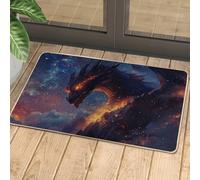 Galaxy Dragon Doormat, Fiery Dragon Door Mat for Outdoor & Indoor Entrance Fantasy Decoration, Rubber Waterproof Non-Slip Dust Absorbent Front Doormat, Easy Clean 29x17 Inch