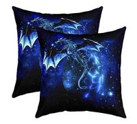 Galaxy Dragon Throw Pillow Covers 24"x24" Set of 2 Chic Outer Space Starry Sky Pillow Cases Cushion Covers For Living Room Bedroom Jungle Animals Dragon Decorative Throw Pillowcases for Sofa