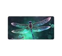 Galaxy Dragonfly Desk Pad Large Desk Protector Blotter Mat with Non-Slip Rubber Base Extended Waterproof Mouse Keyboard Pad Stitched Edge for Gaming Writing Office Home
