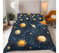 Galaxy Duvet Cover Sets Universe Outer Space Galaxy Bedding Set Single Size - 135x200cm, Kids Quilt Covers Bedding Set Microfibre Polyester 1 Duvet Cover With 2 Pillowcase