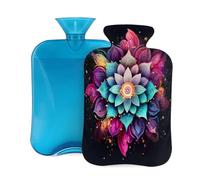 Galaxy Ethnic Mandala Hot Water Bottle with Cover, 2L PVC Hot Water Bag with Soft Cover, Reusable Heating Pad for Pain Relief Warm Hands Waist Abdomen Feet & Bed