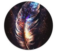 Galaxy Feather Round Puzzles 1000 Pieces Puzzle Gifts Challenging Brain Teaser for Teenagers,Family Fun,DIY Home Decor Gift 67.5x67.5cm
