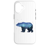 Galaxy Forest Bear T-shirt, Bear Watercolor Silhouette Shirt Case for iPhone 16