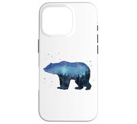 Galaxy Forest Bear T-shirt, Bear Watercolor Silhouette Shirt Case for iPhone 16 Pro