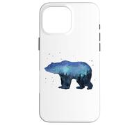 Galaxy Forest Bear T-shirt, Bear Watercolor Silhouette Shirt Case for iPhone 16 Pro Max