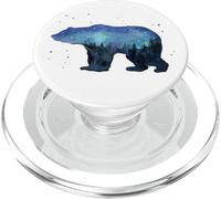 Galaxy Forest Bear T-shirt, Bear Watercolor Silhouette Shirt PopSockets PopGrip for MagSafe