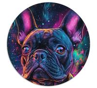 Galaxy French Bulldog Jigsaw Puzzles for Adults 1000 1000 Piece Round Puzzle Brain Teaser Game, Interactive Family Game, Suitable for Ages 14+ 67.5x67.5cm
