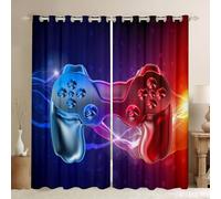 Galaxy Gamepad Curtains Kids Boys Modern Gradient Curtains for Bedroom Living Room Video Game Gamepad Windows Drapes Novelty Game Controller Room Decoration,Blue,Red,W66*L72