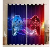 Galaxy Gamepad Curtains Kids Boys Modern Gradient Curtains for Bedroom Living Room Video Game Gamepad Windows Drapes Novelty Game Controller Room Decoration,Blue,Red,W46*L72