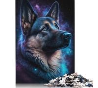 Galaxy German Shepherd Jigsaw Puzzles for Adults 500 Pieces Wood Puzzle Birthday Gifts Jigsaw Puzzle, Family Games Together 500pcs (52x38cm)