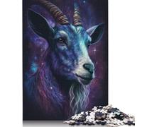 Galaxy Goat Space 500 Piece Puzzles Wooden Jigsaw Puzzles for Adults, Difficult Jigsaw Adult Challenge Game 500pcs (52x38cm)