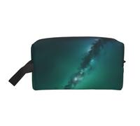 Galaxy Green Print Toiletry Bag for Women Make Up Cosmetic Bag Jewelry Organizer Kit Storage Case Travel Accessories Essential Toiletries Purse Pouch