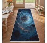 Galaxy Hallway Rug 80x300, Blue Nebula Runner Rug Non-Slip Washable Low Pile Carpet, 3D Universe Rugs for Kitchen Laundry Room Bedroom D291bl