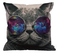 Galaxy Hipster Cat Cushion CoverFunny Cat Wear Color Sunglasses Rectangle Throw Pillow Case