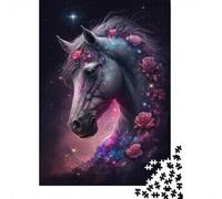 Galaxy Horse And Flower Puzzle 100 Percent Recycled Cardboard 100 Percent Recycled Cardboard Jigsaw Puzzle for Boy Or Girl 1000pcs (38x26cm)