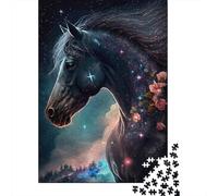 Galaxy Horse And Flower Puzzle Family Fun Paper Rectangular Jigsaw Puzzle for Boy Or Girl 300pcs (40x28cm)