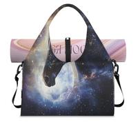 Galaxy Horses Sports Duffle Bag with Shoe Compartment Weekend Overnight Bags Tote Cabin Luggage Bag for Gym Yoga Travel