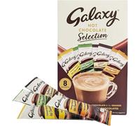 Galaxy Hot Chocolate Selection Box, Mixed Flavours Including Caramel, Chocolate, Mint and Orange, 8 Sachets x 25g, Winter Gift Pack - Christmas, Easter, Gift, Easter, Valentines, Mothersday