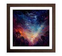 Galaxy Impressionism No.1 Framed Print | 18x18 Inch Walnut Framed Wall Art | Ready to Hang | Impressionist Space Picture | Living Room Bedroom Lounge Office
