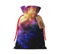 (Galaxy In The Universe) Burlap Gift Bags With Drawstring, S Size Holiday Present Goody Bags For Xmas Party