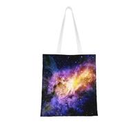 Galaxy In The Universe Fashion Canvas Tote Bag With All Over Print Design, Large Reusable Shopper Tote With Double Handles,Beach Tote, Weekend Bag