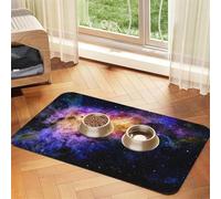 Galaxy in The Universe Patterned Pet Feeding Mat with Water-Absorbing PU Top & Rubber Base - Anti-Slip Dog Cat Food Mat for Cats, Dogs & Pets, 30x45cm