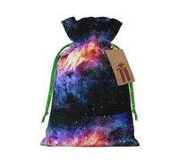Galaxy In The Universe Print Christmas Bag Drawstring Sack For Presents Xmas Seasonal Decor Gift Party Supplies