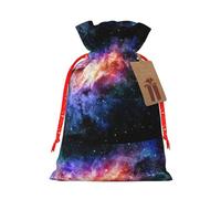 Galaxy In The Universe Print Christmas Bag Drawstring Sack For Presents Xmas Seasonal Decor Gift Party Supplies