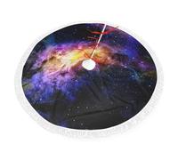Galaxy In The Universe Print Christmas Tree Skirt Perfect For Christmas, New Year Seasonal Celebrations