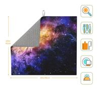 Galaxy in The Universe Print Kitchen Counter Absorbent Dish Drying Mat Foldable Reusable Coffee Sink Rack Pad