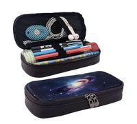 Galaxy In The Universe Print Leather Flap Cosmetic Case, Cosmetic Bag, Zipper Storage Bag, Leather Flap Stationery Bag, Black, One Size
