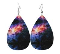 Galaxy in The Universe Print Leather Teardrop Dangle Earrings Fashion