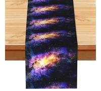 Galaxy In The Universe Print Linen Texture Table Runner Fade-Resistant Dining Table Decor For Buffet Console Kitchen 33x183cm