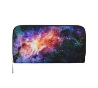 Galaxy in The Universe print Men's Vintage Look Leather Long Wallet Checkbook Wallets,Ladies Credit Card Holder